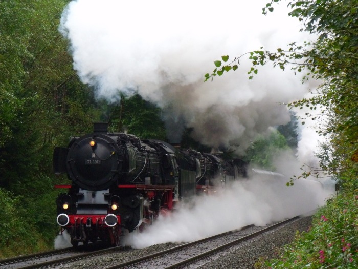 01 150 + 01 202 + 01 1075 letzter Pendelzug auf der Schiefen Ebene (es schiebt 38 1301) bei km 80,7 um 15:16h am 21.09.2014