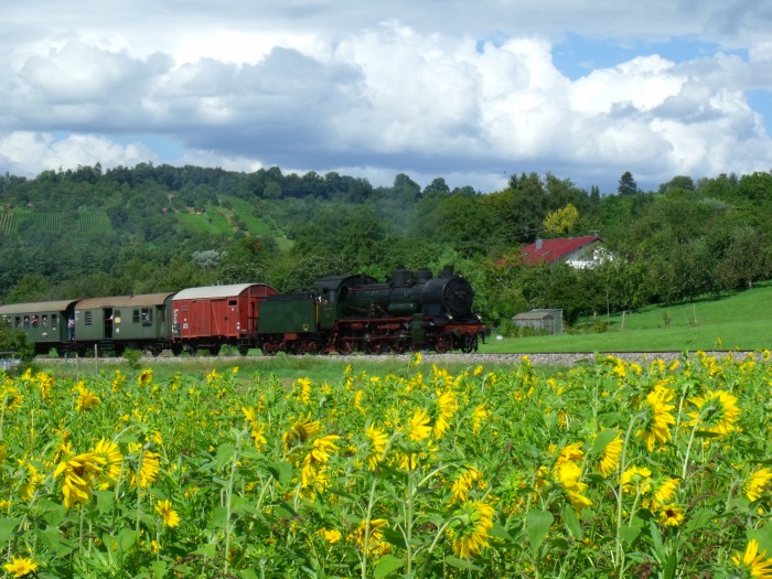 38 3199 mit Zug nach Neuffen zwischen Frickenhausen Kelterstraße (nun leider ja immer ohne Halt...:-() und Linsenhofen, um 15:26h am 21.08.2016