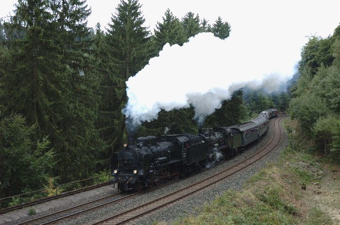 638.1301 + 38 3199  mit Sonderzug nach Marktschorgast, auf der Schiefen Ebene nahe km 80,0, um 16:17h, am 20.09.2008