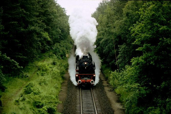 41 360 mit Sonderzug E 27316 Hamburg→Puttgarden, nördlich von Bad Schwartau, um 9:41h am 28.06.1987