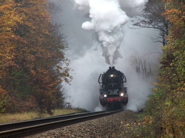 41 1144 mit Leergüterzug am ehemaligen Block Höpfen, um 9:50h am 01.11.2008