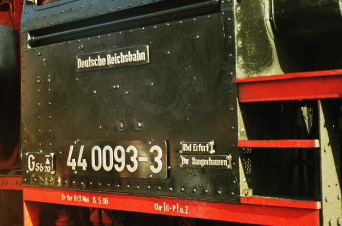 Anschriften der 44 1093 mit Ölfeuerung im Februar 1998
