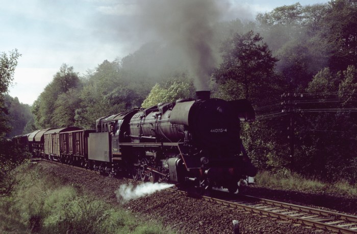 44 0115 mit Gz ->Gera im Orla-Tal bei Schlagmühle, 26.09.1981