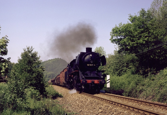 50 1298 mit Ng 61345 hinter Roßwein, 17.05.1983