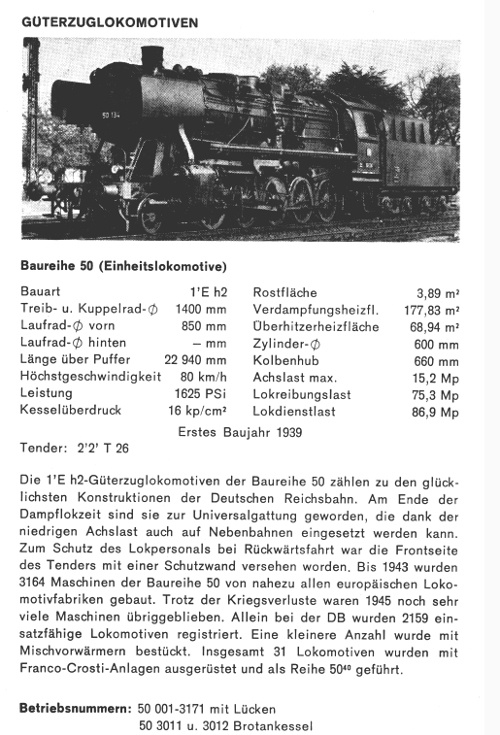 Kurzbeschreibung Baureihe 50 allgemein