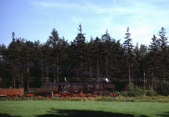 52 8124 mit dem nachmittäglichen Gz ->Arnsdorf im Wald hinter Pulsnitz, um 17:40h am 26.08.1980