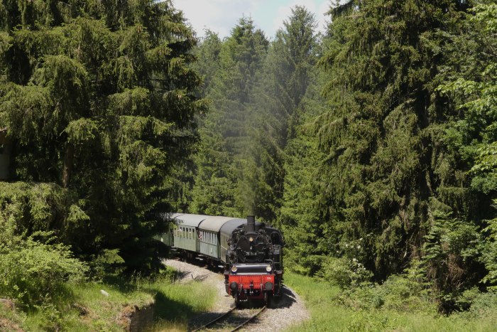 75 1118 mit Zug nach Gerstetten am unteren Benzwang in den Kurven nahe dem ex BW-Depot, um 12:57h am 21.06.2020