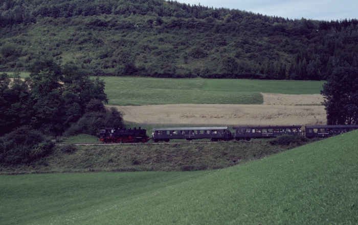 86 333 Tv abwärts fahrend, unterhalb von Epfenhofen, August 1999