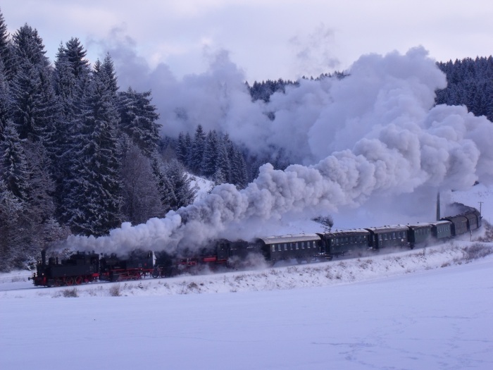 930 + Lok 20  + 58 311nbsp;vor dem  kombinierten SAB+EFZ-Sonderzug Richtung Münsingen, im oberen Schandental südlich von Mehrstetten, um 14:06h am 06.01.2017