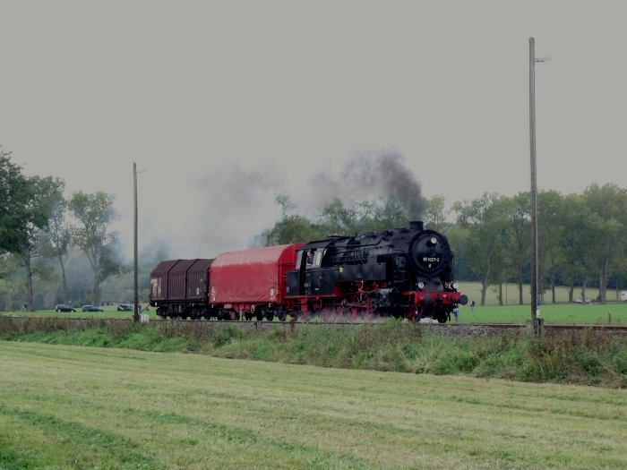 95 027 mit Güterzug DGzv203 Ausfahrt Oberrohn, um 10:38h am 08.10.2010