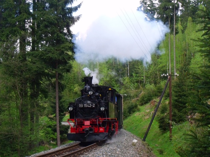 kurz vorm Haltepunkt Loreleifelsen wurde 99 1542 mit Zug Nr.27 sogar fast zur identischen Uhrzeit, nämlich um 16:34h am Samstag vor Pfingsten ein Jahr später fotografiert: am 18.05.2013