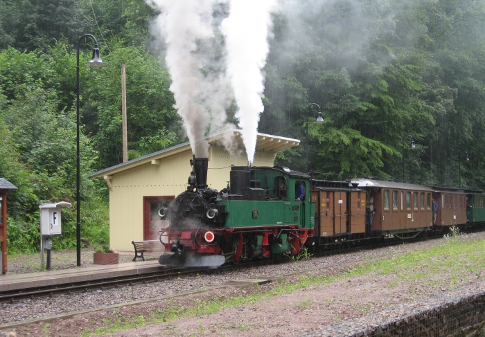 Nr.176 hinten am P 5207 beim Halt in Spechtritz, am 18.07.2009