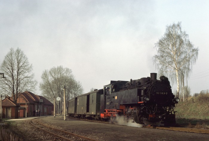 99 1747 mit P 14269 Abfahrt in Malter, am 24.03.1977
