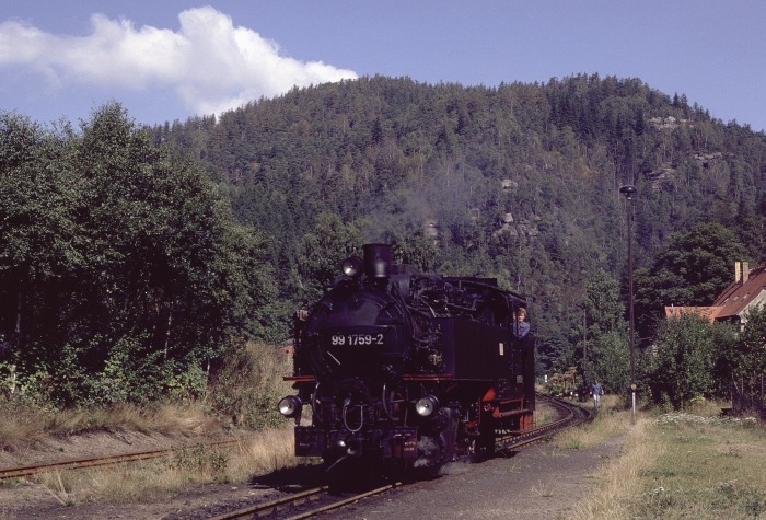 99 1759 beim Umsetzen aus P 14074 in Oybin, am 31.08.1989