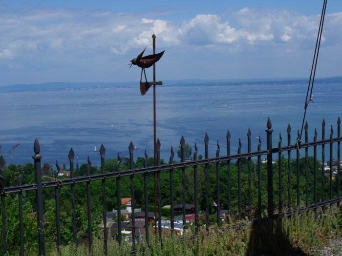 Blick direkt von meinem Esstisch im Garten des Restaurants Windegg nach Norden auf den Bodensee, um 12:29h am 01.06.2014