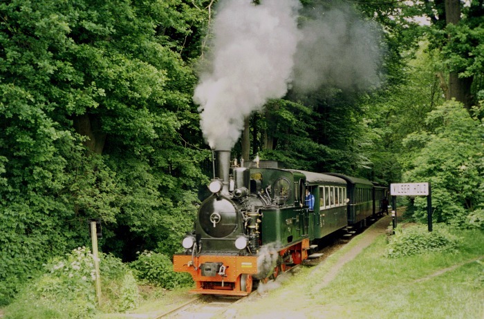 SPRREWALD mit Zug P 105 am Hp Vilser Holz, am 04.06.2006