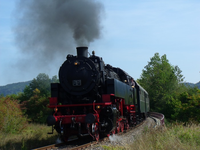 262 BB mit Zug Blumberg→Weizen direkt an der B314-Brücke oberhalb von Fützen, um 12:22h am 16.09.2018