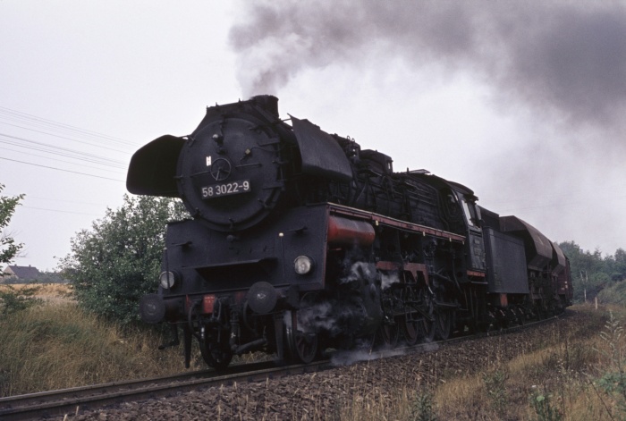 58 3022 mit Gz ->Döbeln hinter Riesa, am 15.07.1976