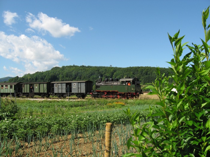 Nr.16 Tv mit Zug abwärts nach Nürtingen zwischen Linsenhofen und Frickenhausen, am 17.06.2007