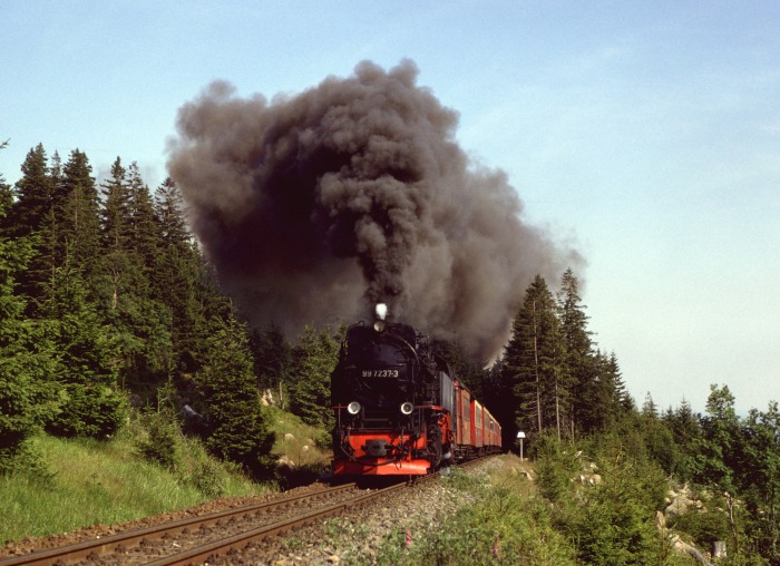 99 7237 mit 8939 vorm Straßen-Übergang der Brockenstraße, am 02.07.1994