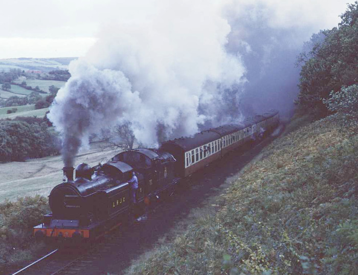 LAMBTON Tank No.5 + ex GWR 6619 bei Green End, Oktober 1990