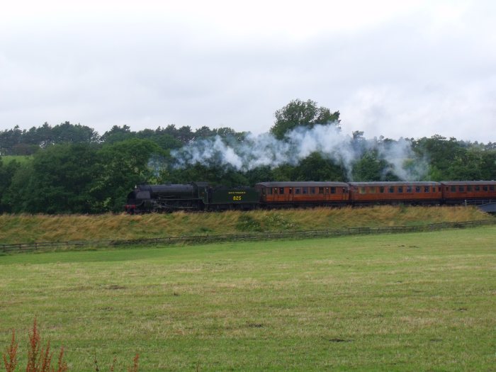 825 mit erstem Zug des Tages kurz hinter Ausfahrt Goathland, um 9:58h am 16.08.2012